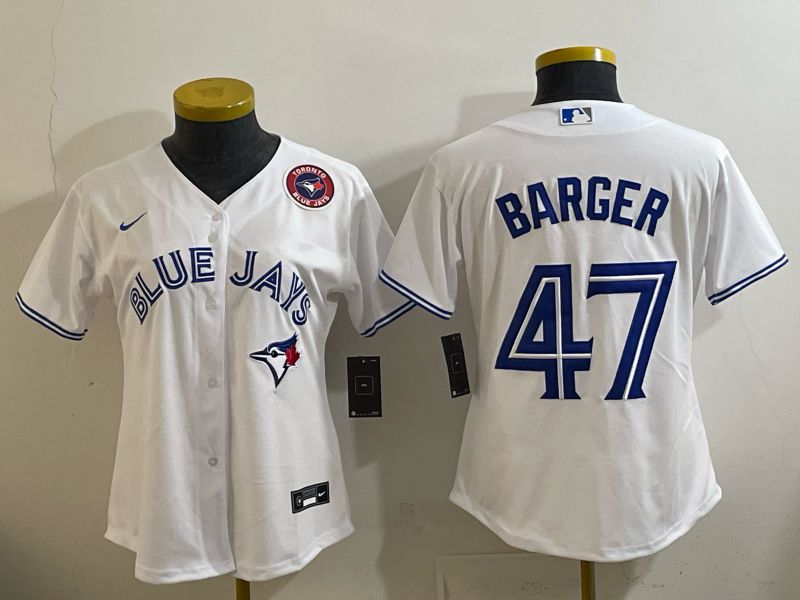 Women 2025 Toronto Blue Jays #47 Barger white Game Nike MLB Jersey style 005->women mlb jersey->Women Jersey